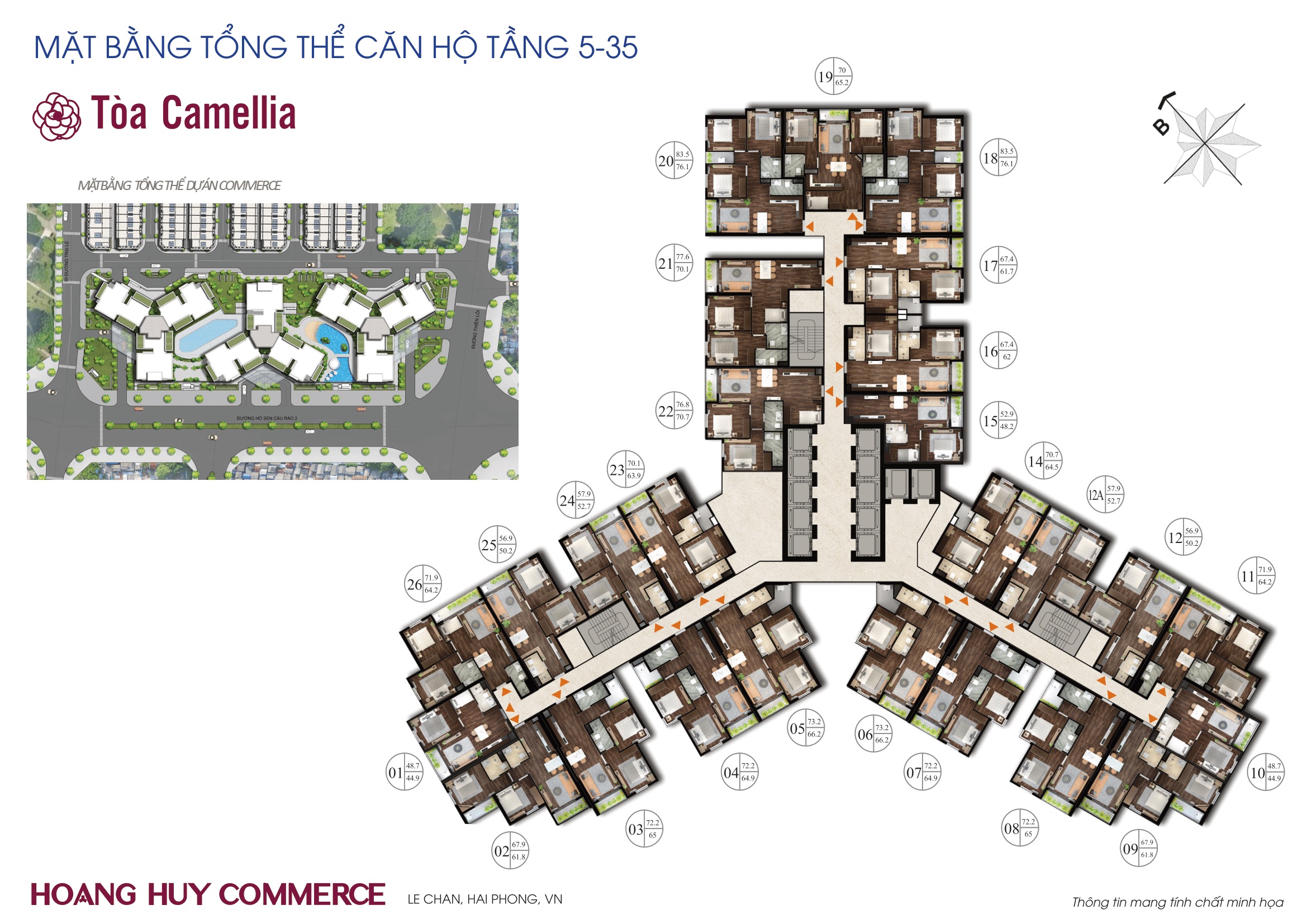 Mặt bằng tòa Camellia Hoàng Huy Commerce