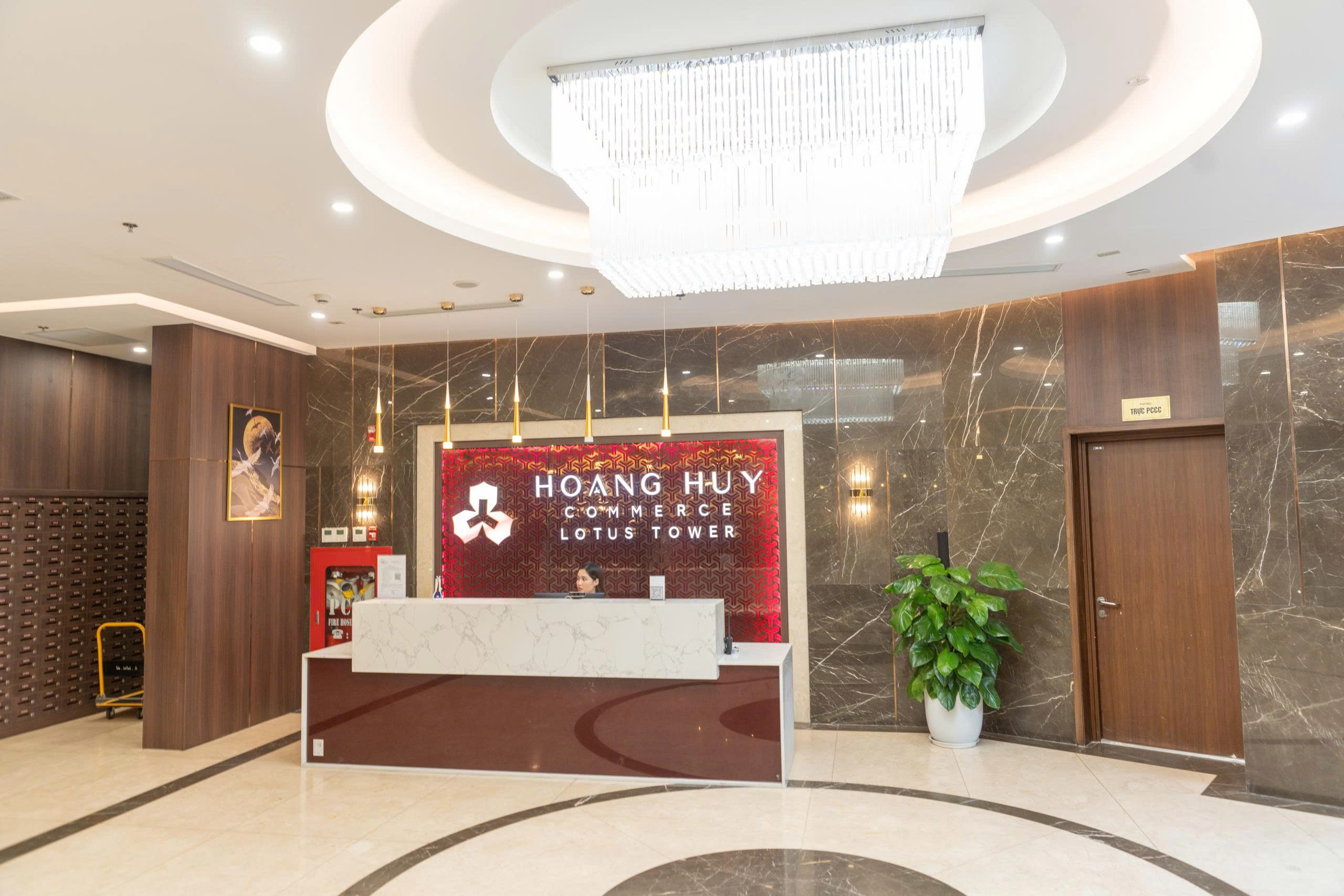 Sảnh Lotus Tower Hoàng Huy Commerce H1 đã bàn giao